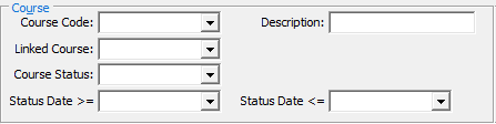 Set Future Student Search Criteria window (Course area)