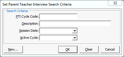 Set Parent Teacher Inteview Search Criteria