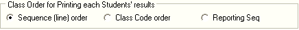 Set Student Reports Search Criteria window (Class Order)