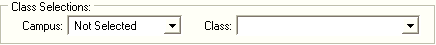 Set Student Reports Search Criteria window (Class Selections)