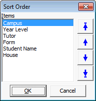 Sort Order window