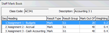 Staff Mark Book (populated, linked example, cut down)