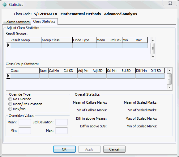 Statistics - Class Statistics tab