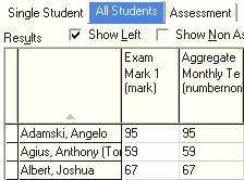Student Results Maintenance - All Students tab (Force read only example)