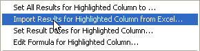 Right click menu (Import Results for Highlighted Column from Excel, cut down)