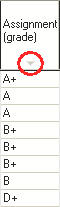 Student Results Maintenance - All Students tab (highlighted sort icon)