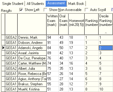 Student Results Maintenance - Assessment tab (@sfDecileSubjectLowHigh)