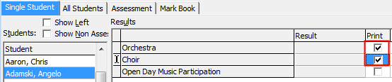 Student Results maintenance - Single student (select fulfilled, awards example)