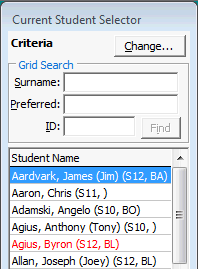 Current Student Selector