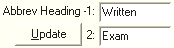 Subject Assessment Maintenance - Area tab - Area sub-tab (Abbrev Heading fields)