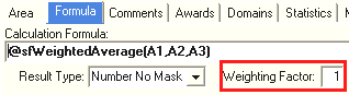 Subject Assessment Maintenance - Area tab - Formula sub-tab (cut down, weighting factor)
