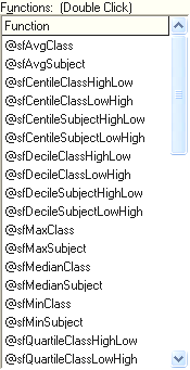 Subject Assessment Maintenance - Area tab - Formula sub-tab (Functions)