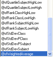 Subject Assessment Maintenance - Area tab - Formula sub-tab (Functions)