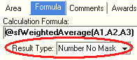 Subject Assessment Maintenance - Area tab - Formula sub-tab (Result Type field)