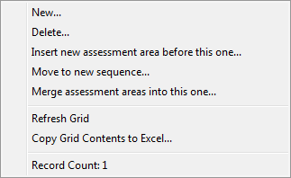 Subject Assessment Selector (right mouse, subject assessment area)
