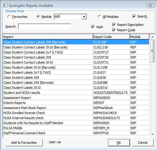 Assessments Crystal Reports