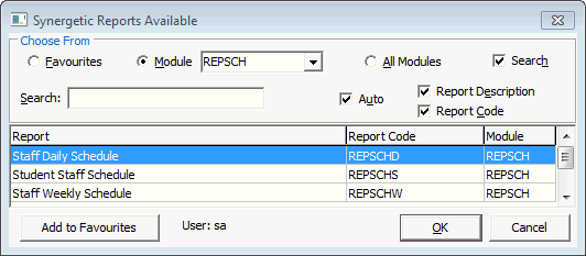 Synergetic Reports Available - Staff Scheduling Reports
