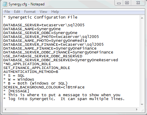 Synergy cfg Notepad