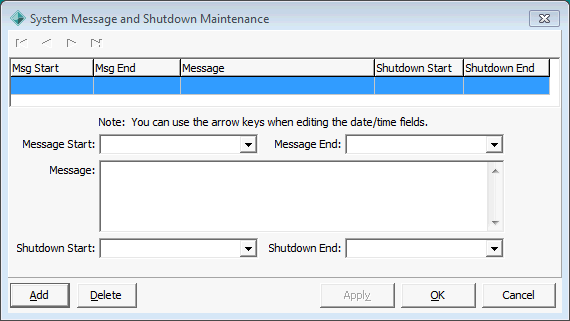 System Message and Shutdown Maintenance window
