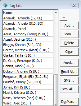 Tag List window