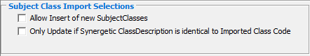 Timetable Import Export Definition - Subject Class Import Selections