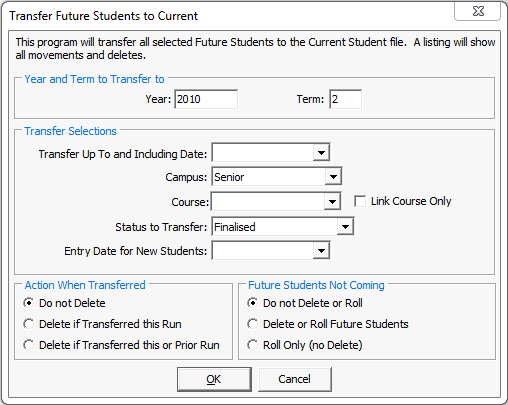 Transferring future students to current students