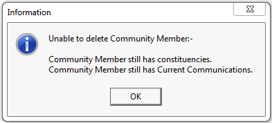 Unable to Delete Community Member window