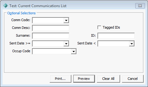 Test: Past Student Contact List window