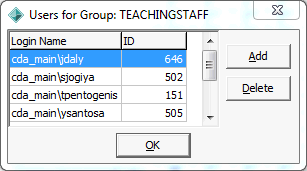 Users for Group window