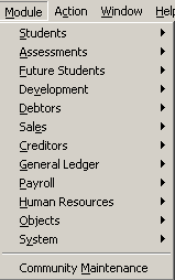 Module drop-down menu