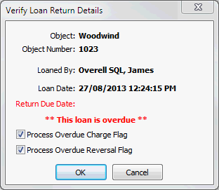 Object loan return window (for Return button description)