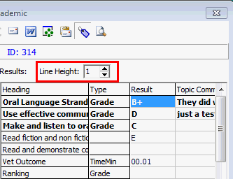 View Student Results (Line Height, Results grid area)