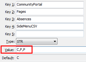 Absences SideMenuCSV configuration setting