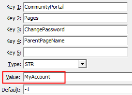 Configuration File Maintenance - ChangePassword - ParentPageName