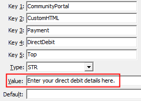 Configuration File Maintenance - DirectDebit,Top configuration setting