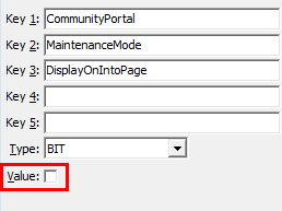 Configuration File Maintenance - DisplayOnIntoPage setting (value highlighted)