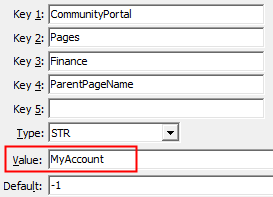Configuration File Maintenance - Finance,ParentPageName configuration setting