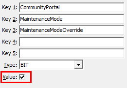 Configuration File Maintenance - MaintenanceModeOverride setting (value highlight)