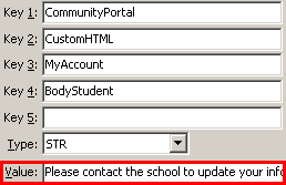 Configuration File Maintenance - MyAccountBodyStudent setting (value cutdown, portal)