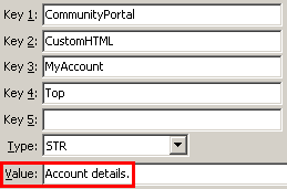 Configuration File Maintenance - MyAccountTop setting (value cutdown, portal)