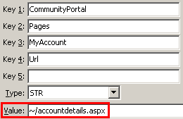 Configuration File Maintenance - MyAccountURL setting (value cutdown, portal)