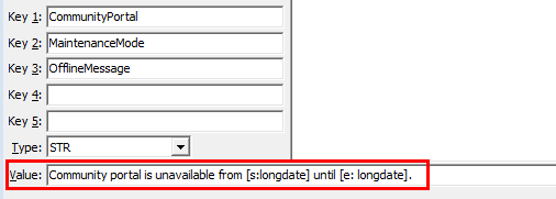 Configuration File Maintenance - OfflineMessage setting (value highlight)
