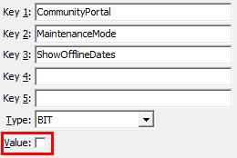 Configuration File Maintenance - ShowOfflineDates setting (value highlight)