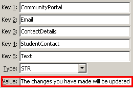 Configuration File Maintenance - StudentContactText setting (value cutdown, portal)