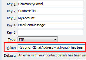 MyAccount EmailSentMessage configuration setting