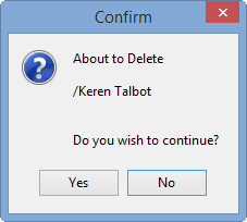 Confirm - About to Delete window