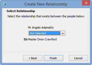 Create New Relationship - Select Relationship (agent,1)