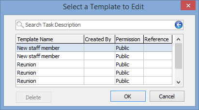 Edit Template window