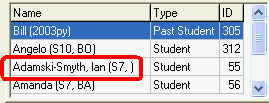 Current Student Maintenance - Siblings tab (grid area)