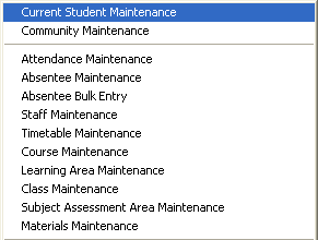 Group Security Maintenance - Users View (Drop Down Main Selection Menu flag)